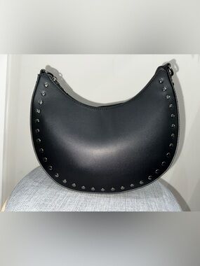 Steve Madden Black Studded Crescent Shoulder Bag